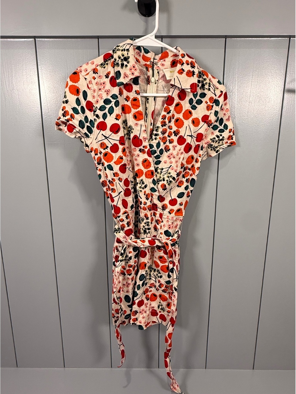 Maeve by Anthropologie Floral Short Sleeve Romper with Belt